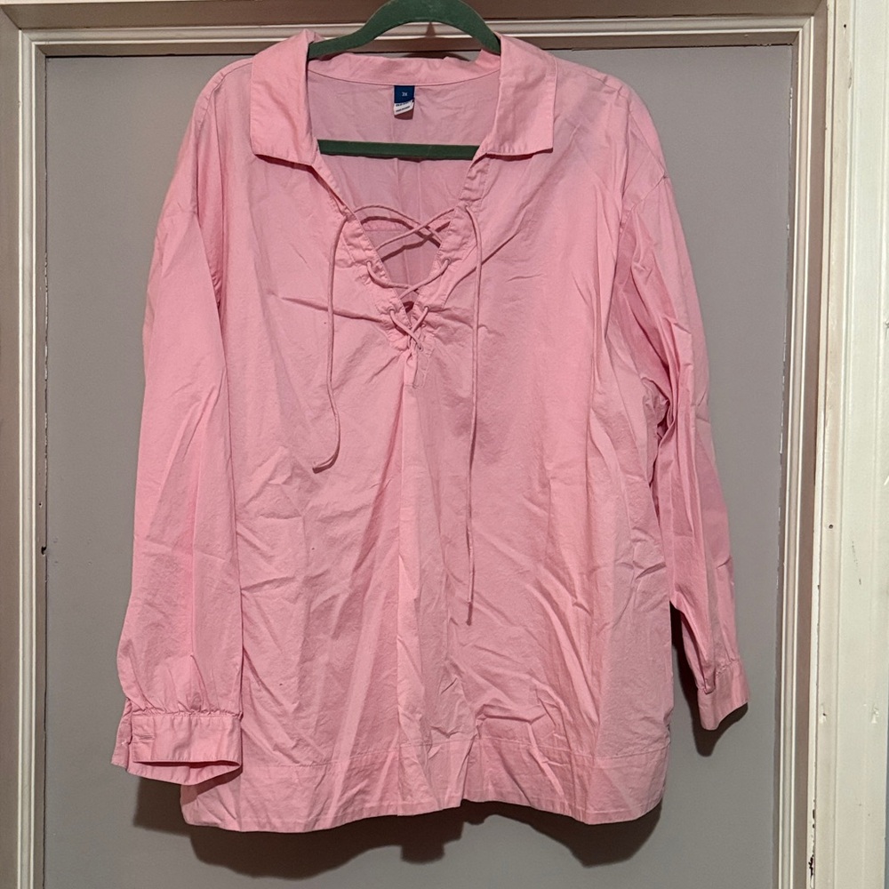 Old Navy Pink Lace-Up Blouse